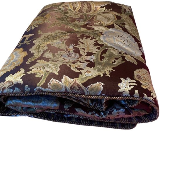 VTG Austin Horn Jacquard KING Comforter Brown Gold Stripe Piping Luxury Made USA - Picture 5 of 13